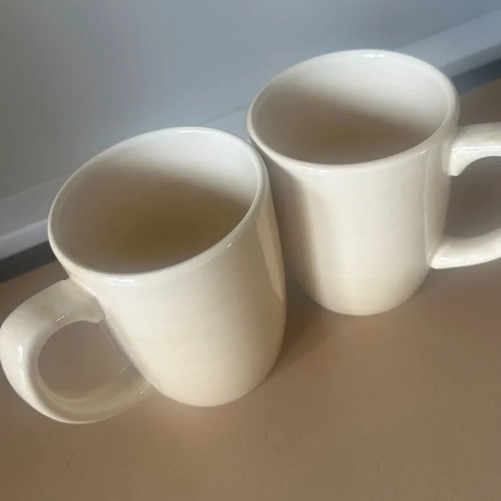 Pier 1 Pale Yellow Glazed Earthenware Mug Set (2)